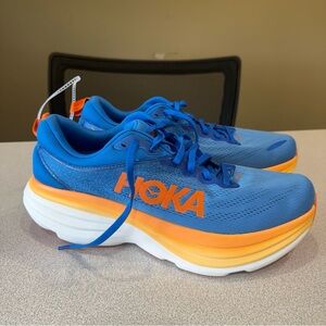 NWOT Hoka One One HOKA Bondi 8 Coastal Sky Blue Vibrant Orange Men’s Size 11.5